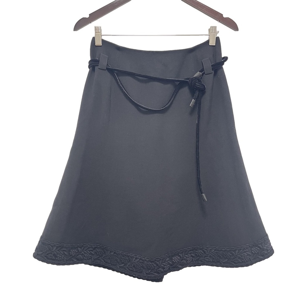 Emporio Armani Wool A-Line Belted Black Skirt Size 4